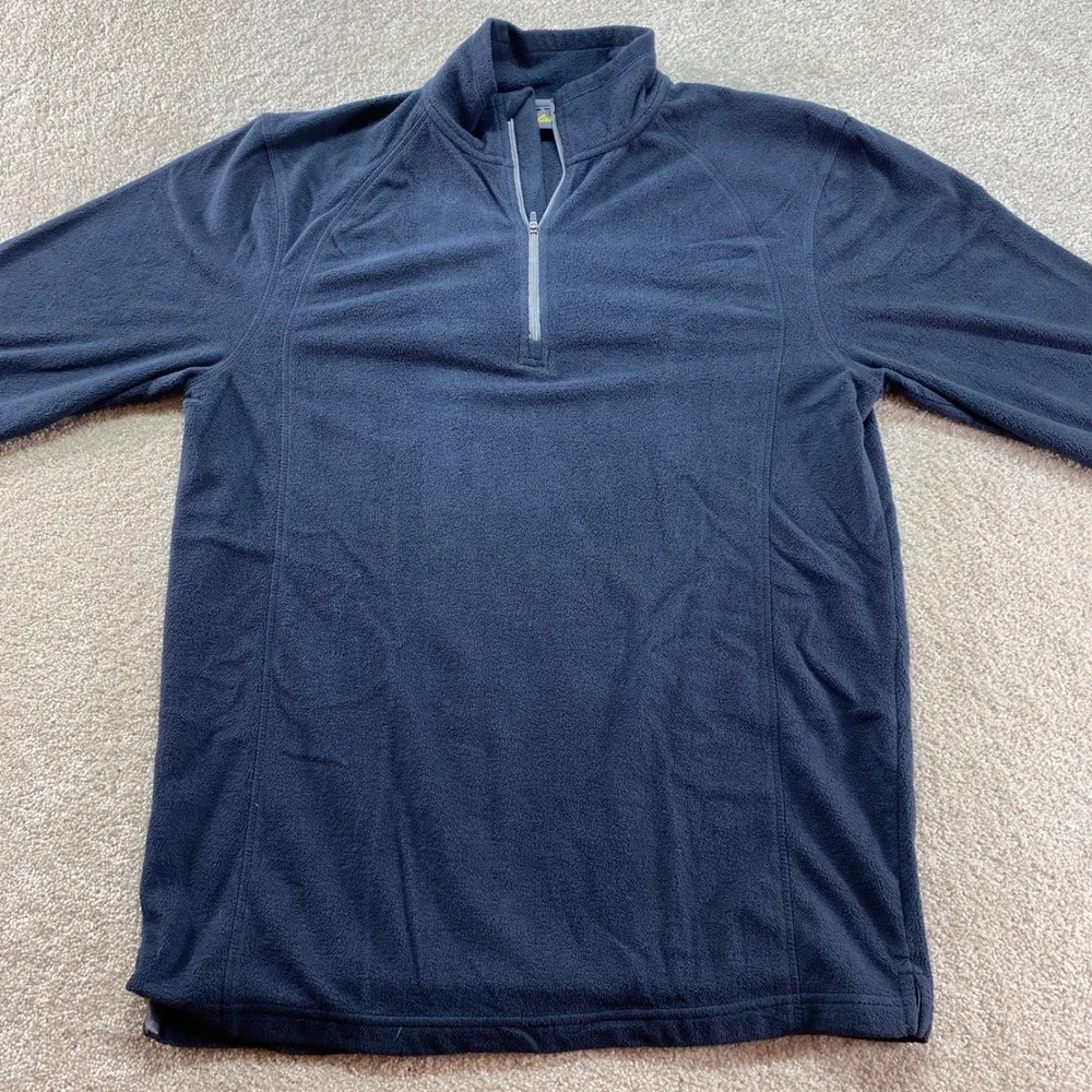 Cabelas Quarter Zip Fleece‎ Pullover Mens Medium Navy Blue Long Sleeve Sweater